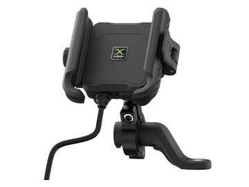 BikeXNeo GripX Alpha Charge Mobile Holder or Mount | Fast Charging QC3.0 Zero Vibration Protect Camera Damage Tight Strong Grip | Metal and Nylon Finish