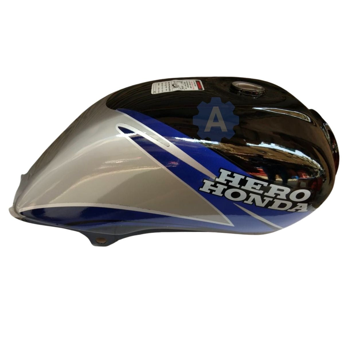 Ensons Petrol Tank for Hero Passion Plus (Black/Blue)