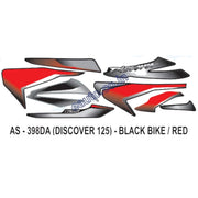 Graphics Sticker Set for Bajaj Discover 125 | Black Vehicle | Red Sticker | Both Sides