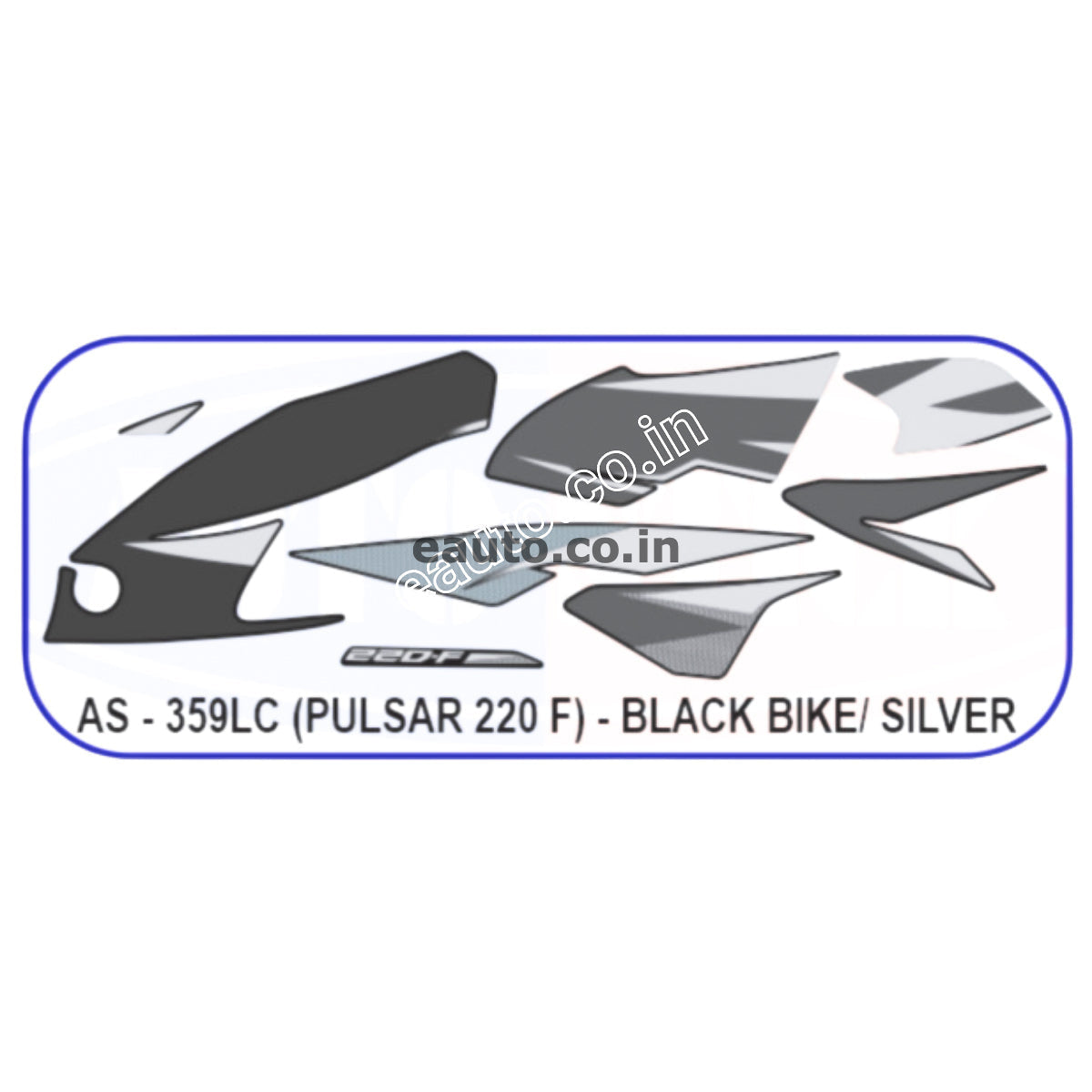 Graphics Sticker Set for Bajaj Pulsar 220 F Black Vehicle Silver S