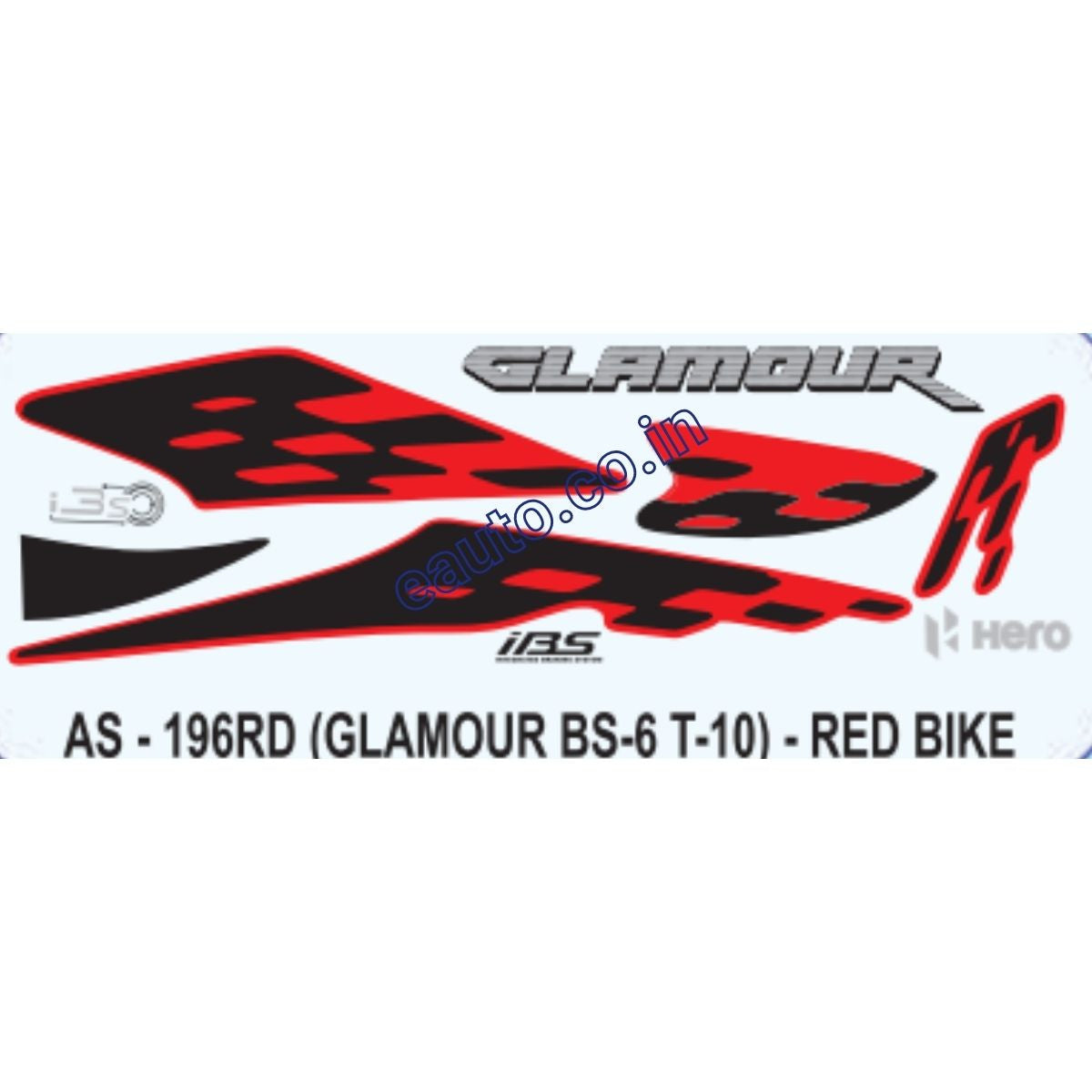 Graphics Sticker Set for Hero Glamour i3S BS6 Type 10 Red Vehicle