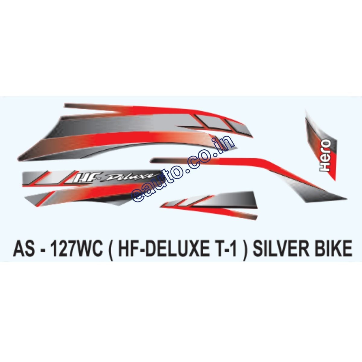 Graphics Sticker Set for Hero HF Deluxe Type Silver Vehicle Both Sides