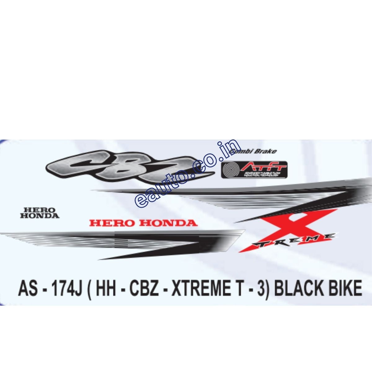 Graphics Sticker Set for Hero Honda CBZ Xtreme Type Black Vehicl