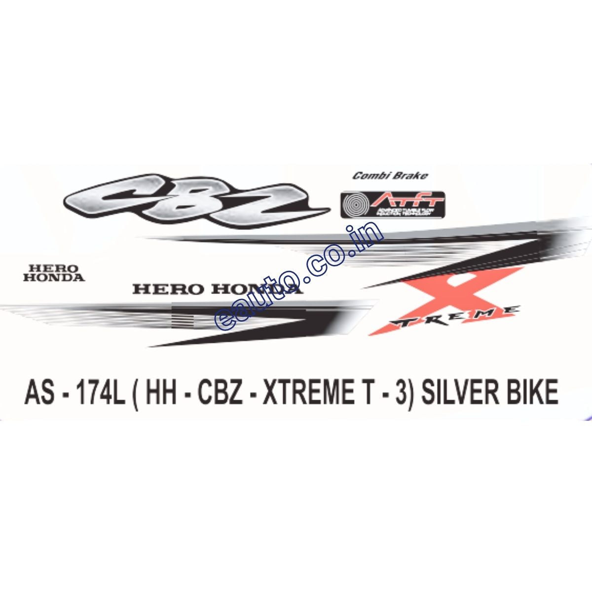 Graphics Sticker Set for Hero Honda CBZ Xtreme Type Silver Vehic