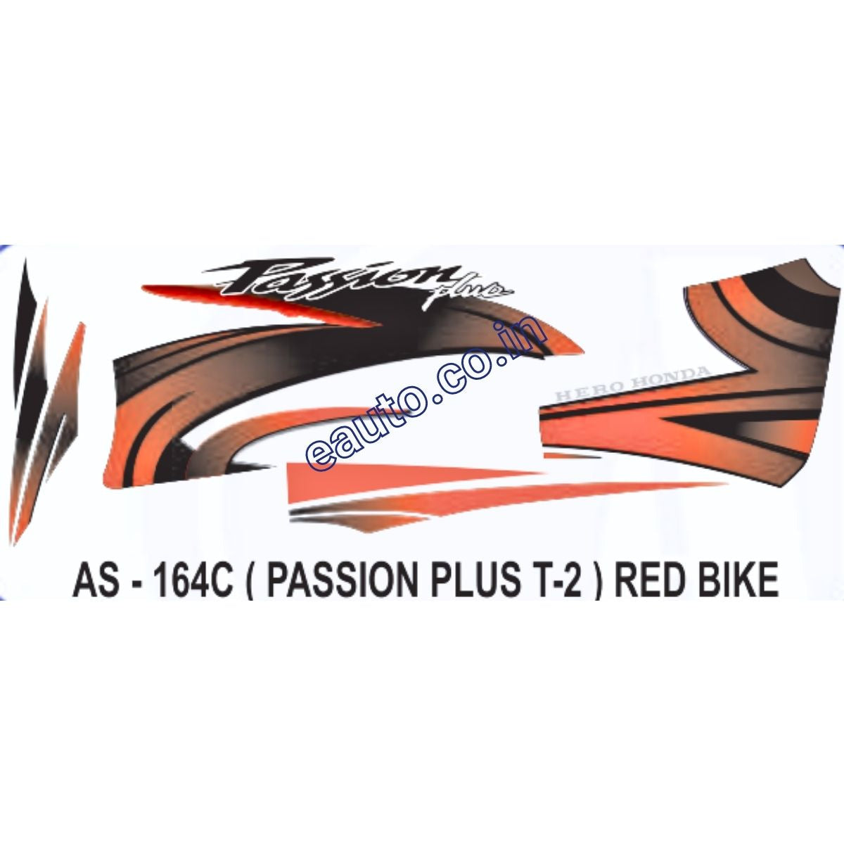 Graphics Sticker Set for Hero Honda Passion Plus Type Red Vehicl