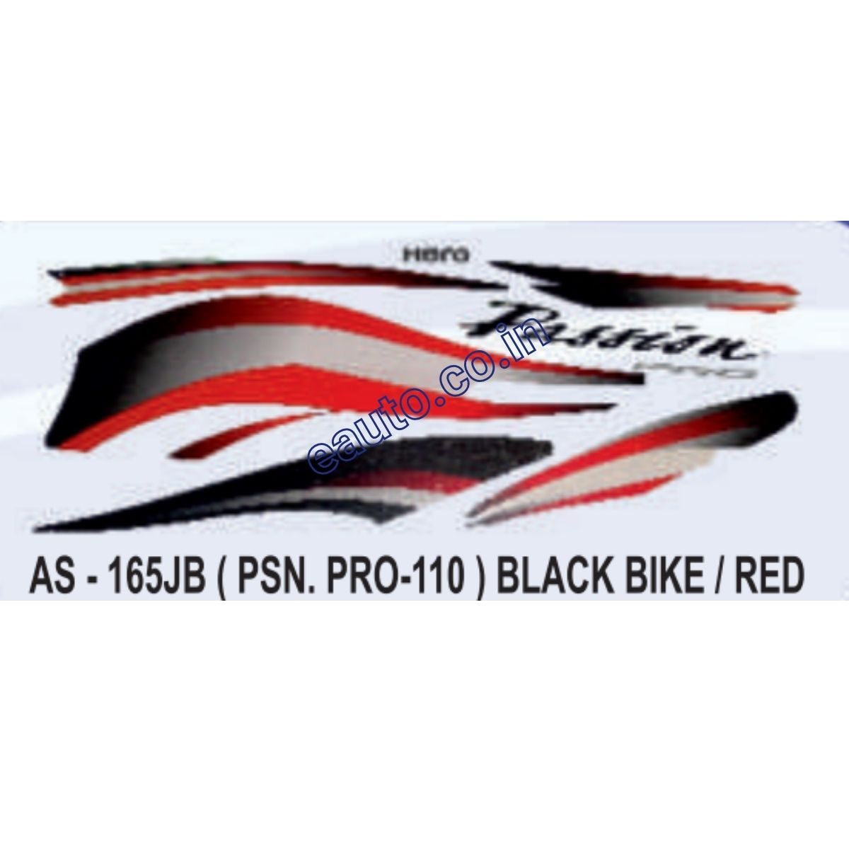 Graphics Sticker Set for Hero Passion Pro 110 Black Vehicle Red St