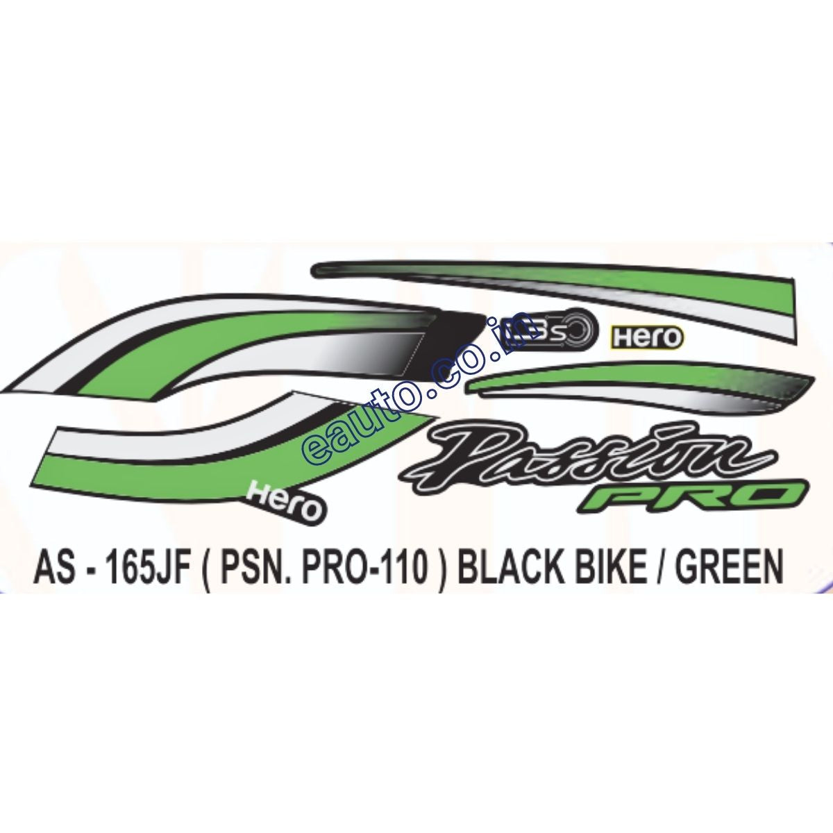 Graphics Sticker Set for Hero Passion Pro 110 i3S Black Vehicle Gr