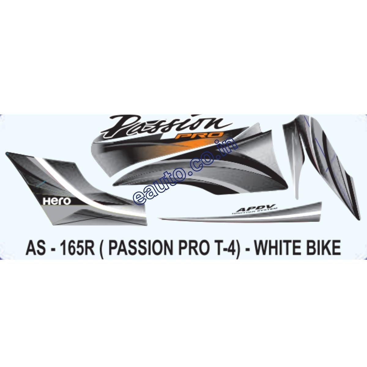 Graphics Sticker Set for Hero Passion Pro Type White Vehicle Both  Sides