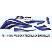 Graphics Sticker Set for Hero Passion X Pro | Type 2 | Black Vehicle | Blue Sticker | Both Sides