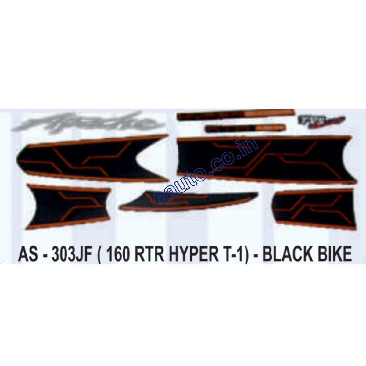 Graphics Sticker Set for TVS Apache RTR 160 Hyper EdgeType Black