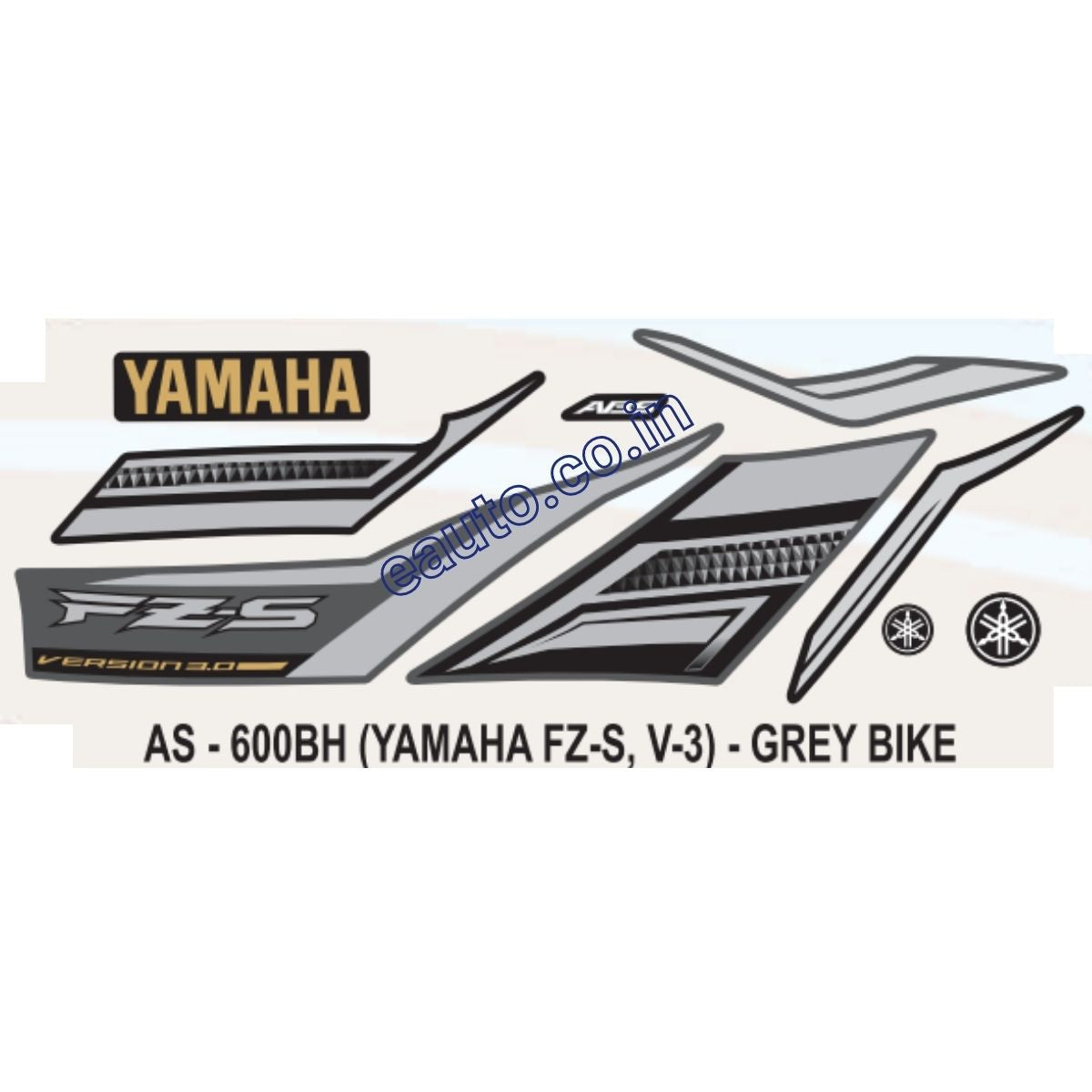 Graphics Sticker Set for Yamaha FZ S V3 ABS Grey Vehicle Both Si