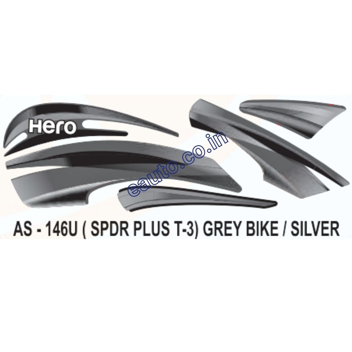 Graphics Sticker Set for Hero Splendor Plus Type 3 Grey Vehicle