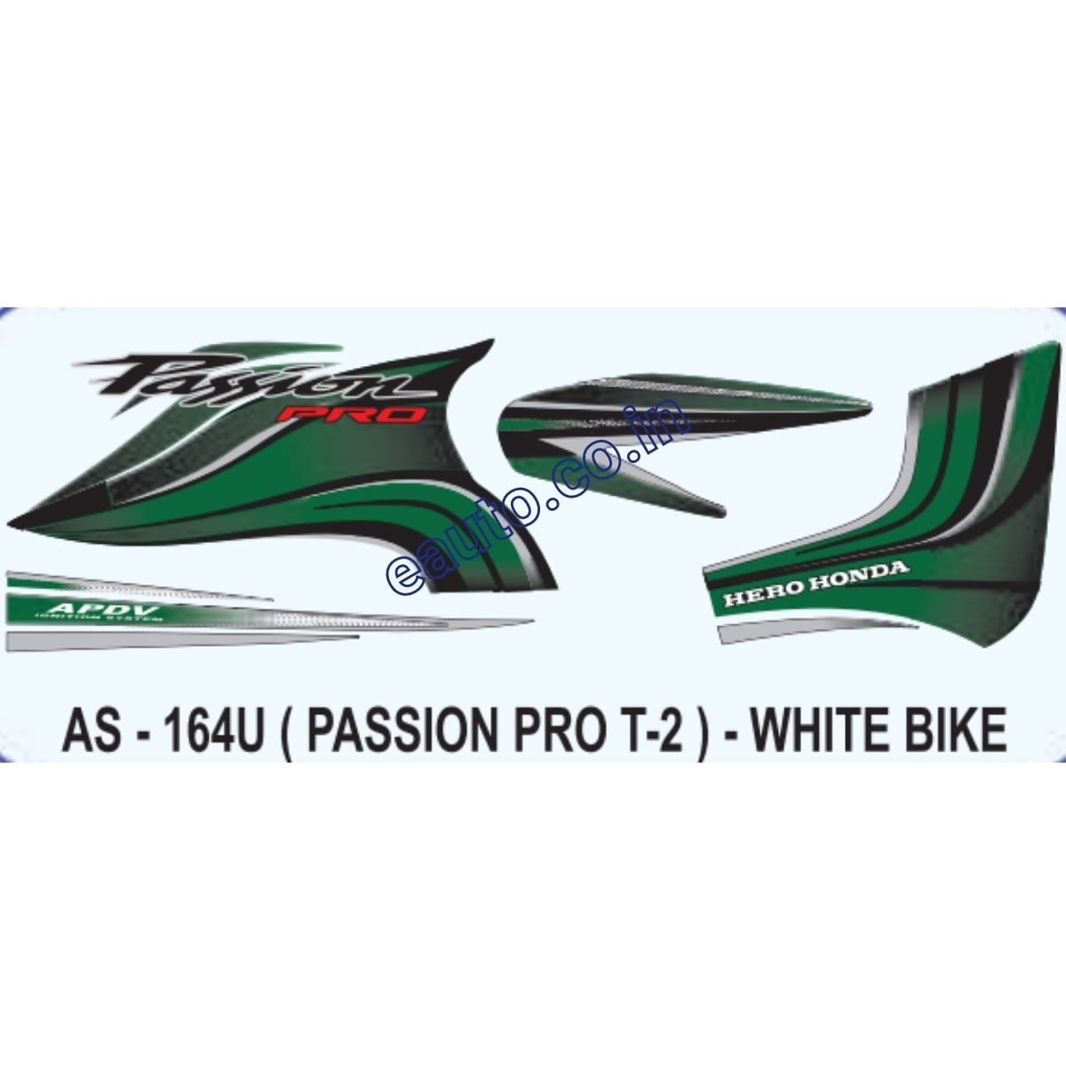 Graphics Sticker Set for Hero Honda Passion Pro Type 2 White Vehic