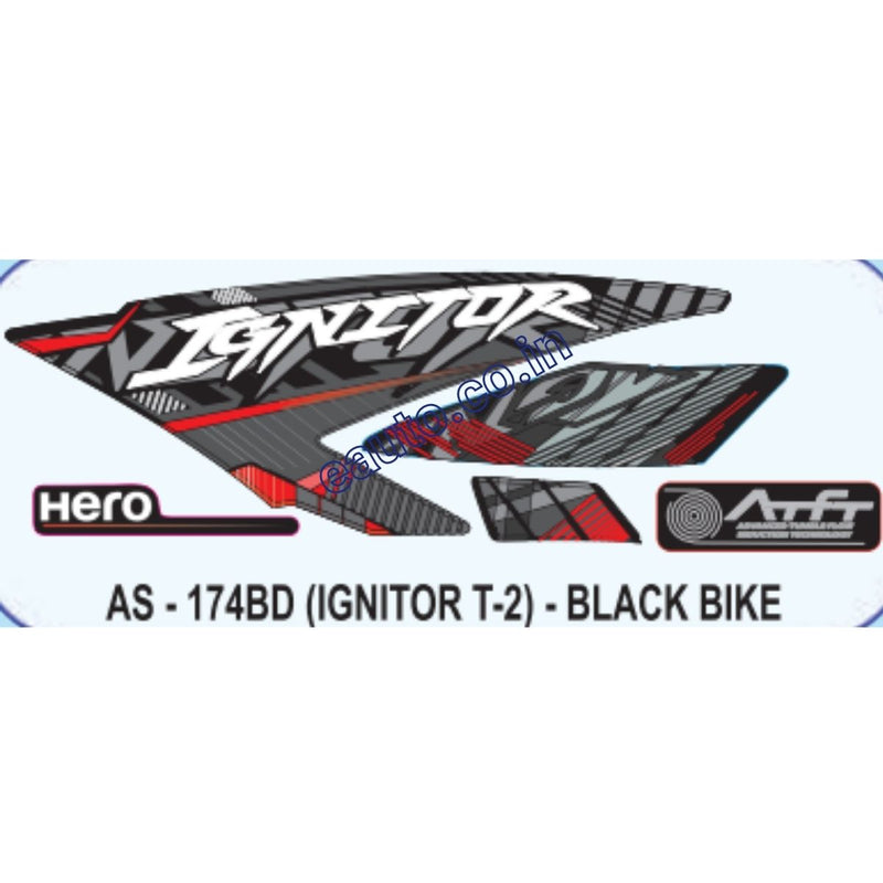Graphics Sticker Set for Hero Honda Ignitor | Type 2 | Black Vehicle