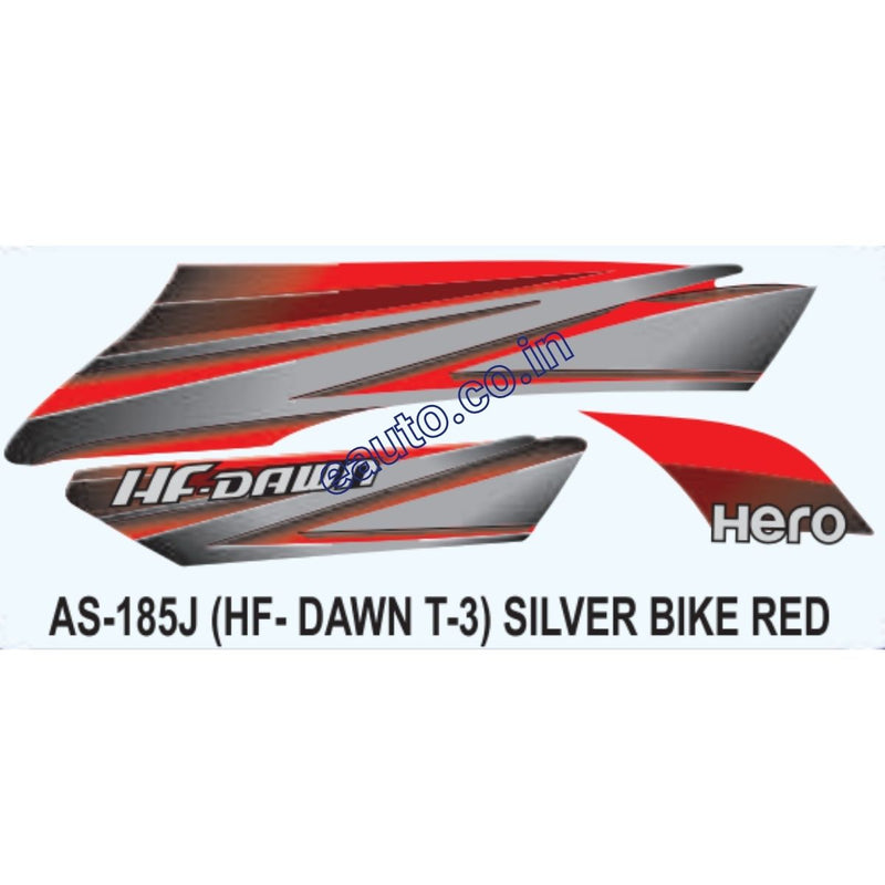 Graphics Sticker Set for Hero HF Dawn | Type 3 | Silver Vehicle | Red Sticker