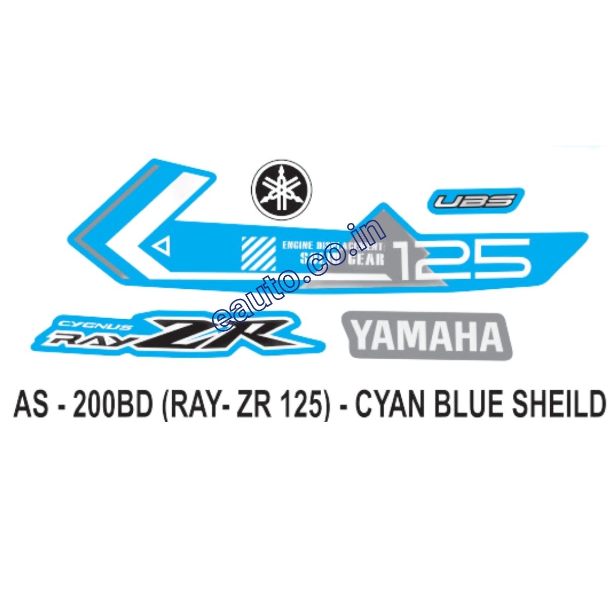 Graphics Sticker Set for Yamaha Ray ZR 125 | Cyan Blue Sticker | Both Sides