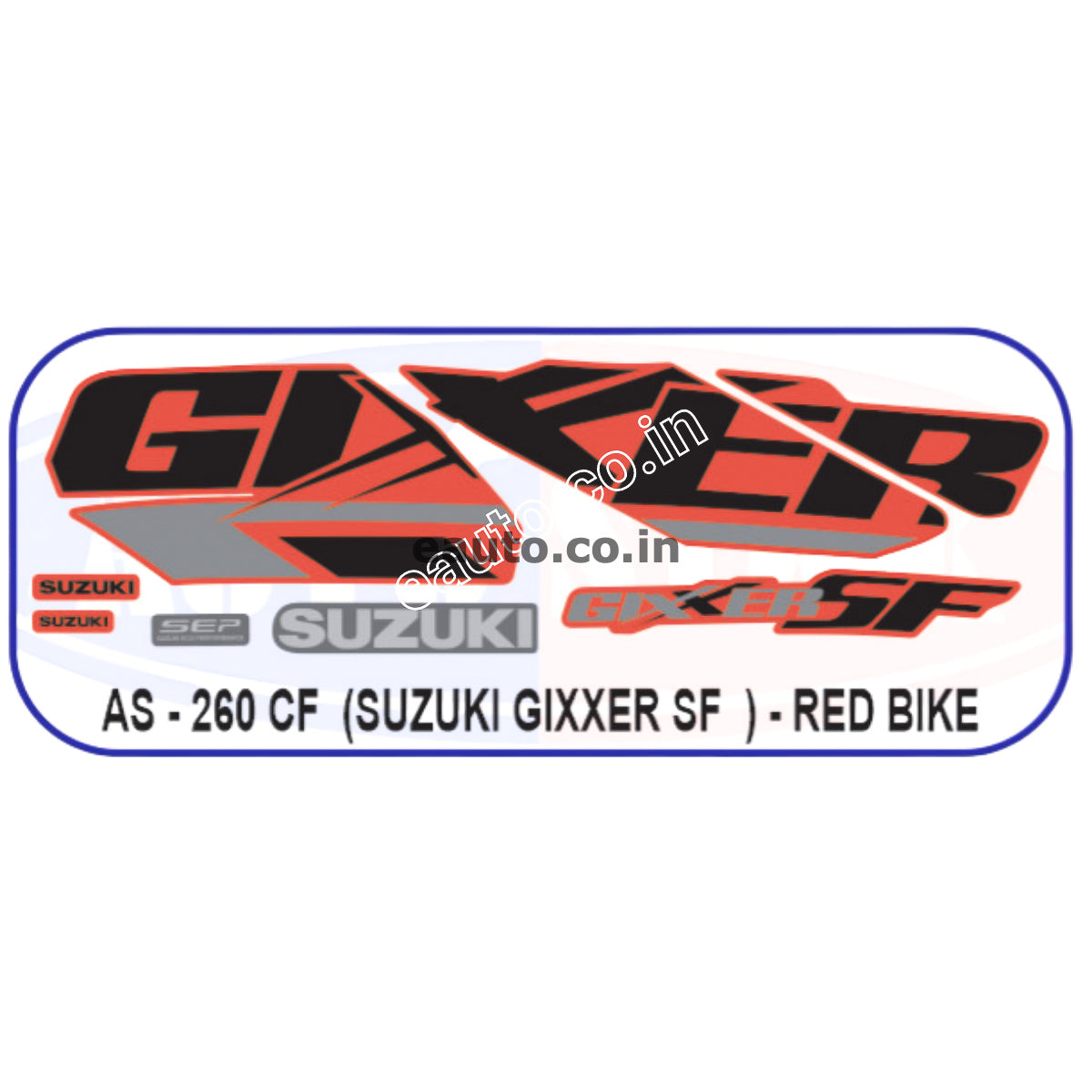 Graphics Sticker Set for Suzuki Gixxer SF, Red Vehicle