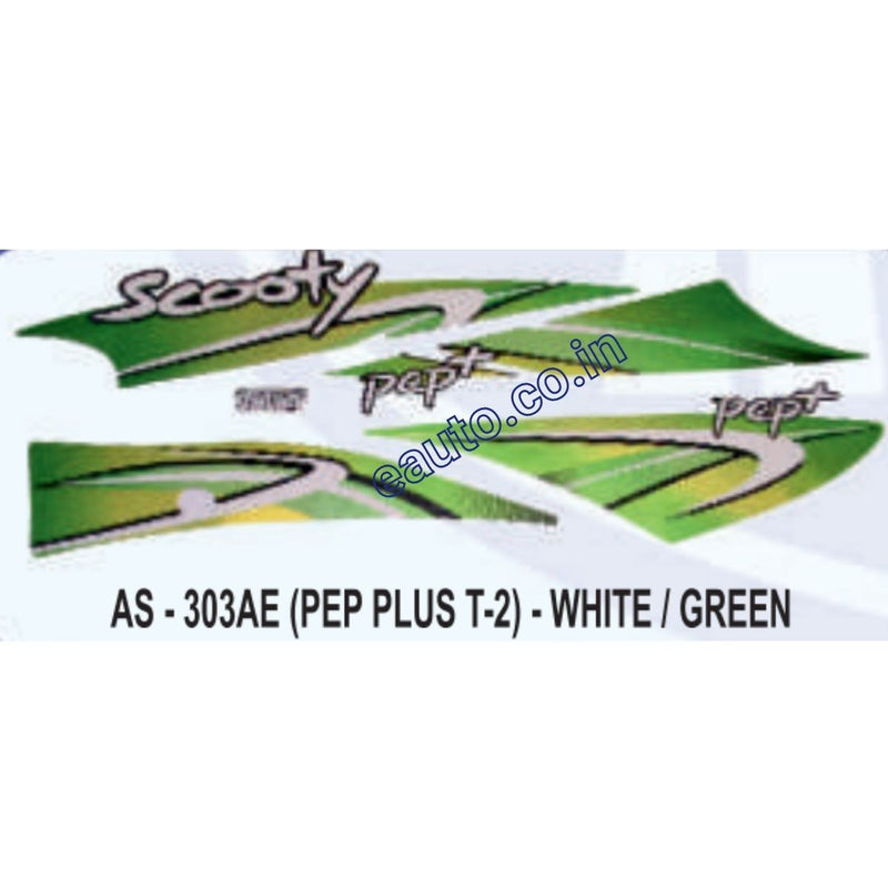 Graphics Sticker Set for TVS Scooty Pep Plus | Type 2 | White | Green Sticker
