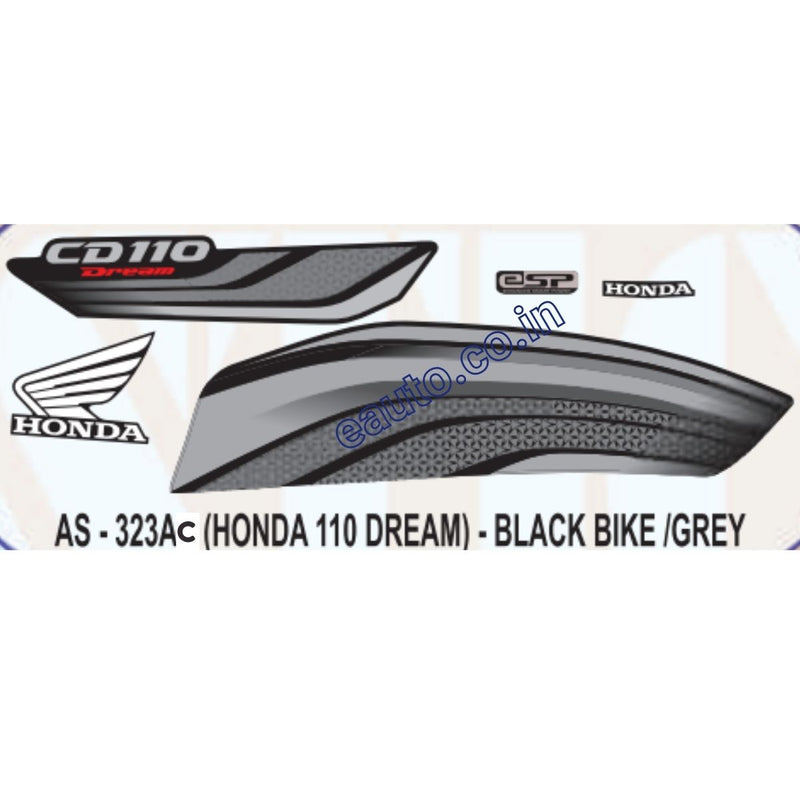 Graphics Sticker Set for Honda CD 110 Dream | eSP | Black Vehicle | Grey Sticker