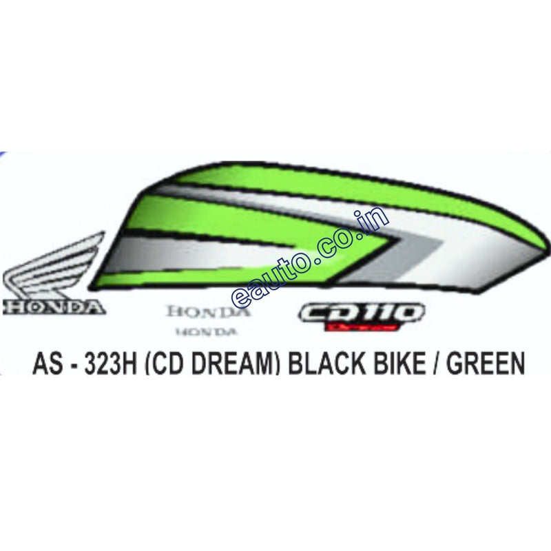 Graphics Sticker Set for Honda CD 110 Dream | Black Vehicle | Green Sticker