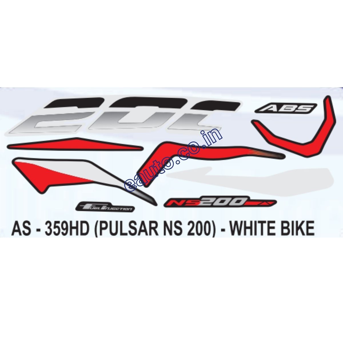 Graphics Sticker Set for Bajaj Pulsar NS 200 ABS White Vehicle B