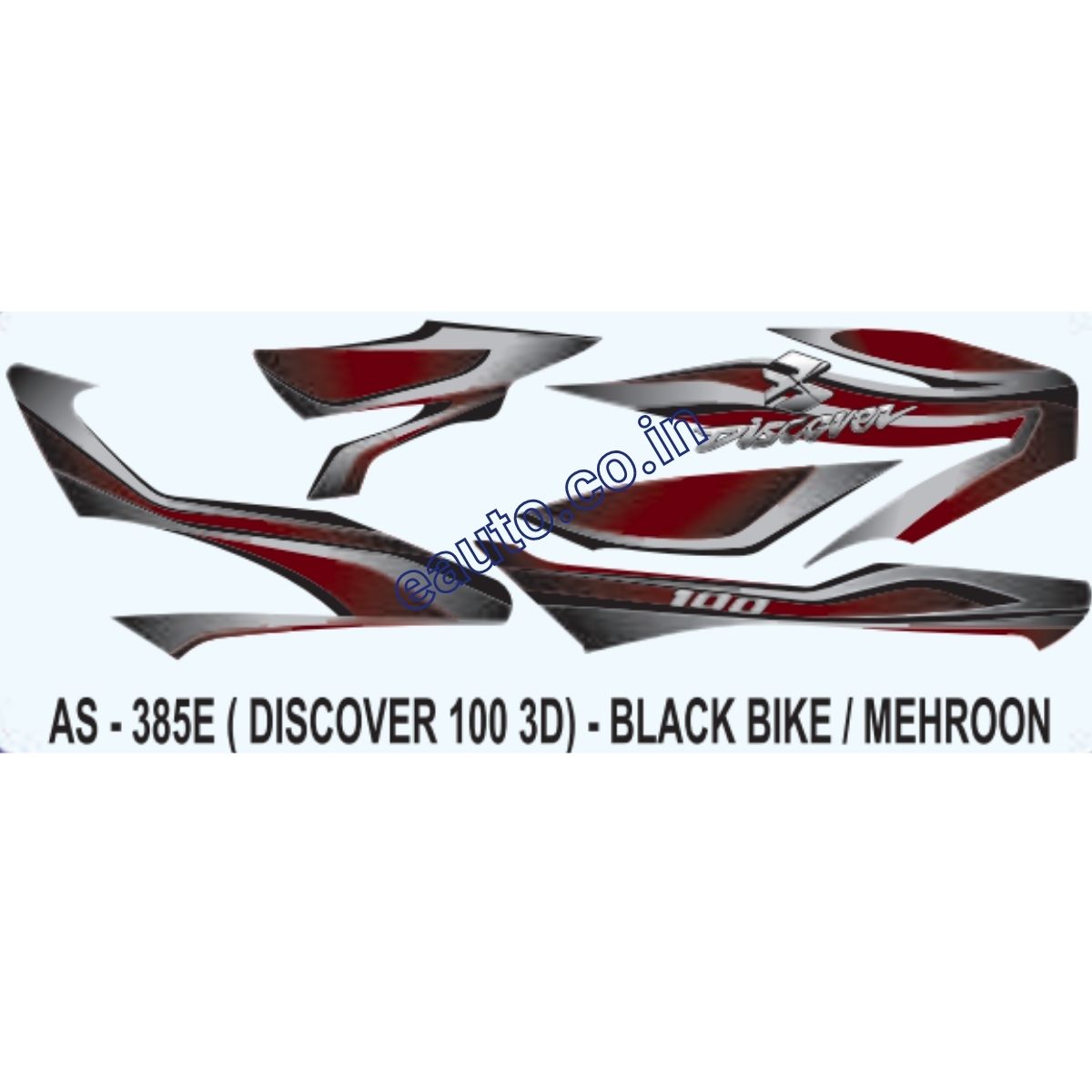 Graphics Sticker Set for Bajaj Discover 100 3D Black Vehicle Mehroon Sticker Both Sides