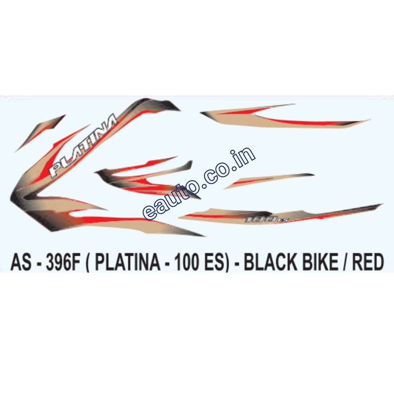 Graphics Sticker Set for Bajaj Platina 100 ES | Black Vehicle | Red Sticker