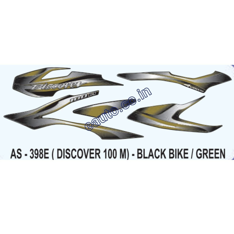 Graphics Sticker Set for Bajaj Discover 100M | Black Vehicle | Green Sticker