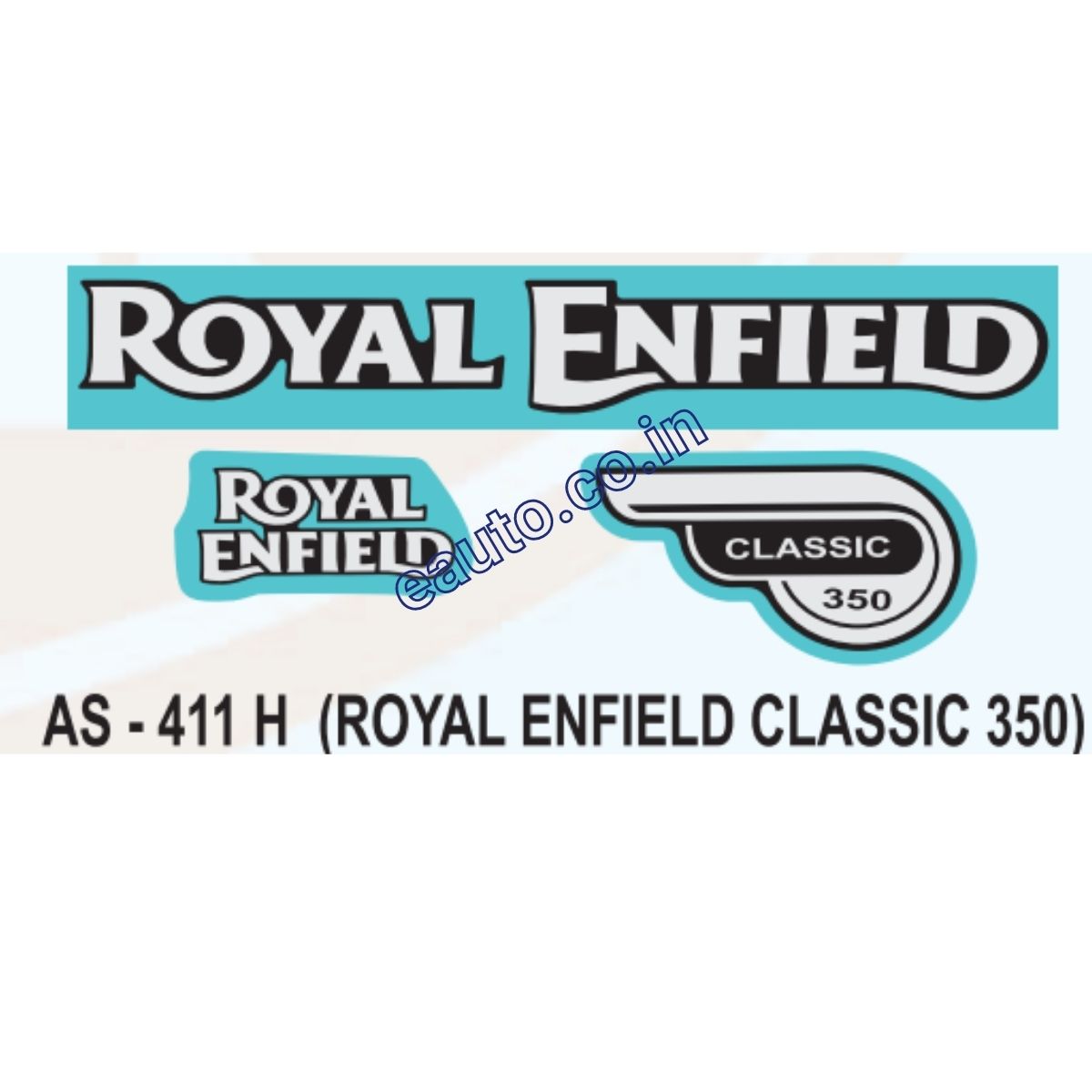 Graphics Sticker Set For Royal Enfiled Classic 350 Blue Sticker Bo 3054