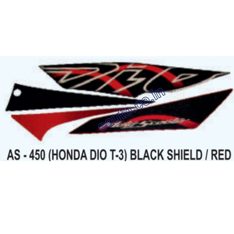 Graphics Sticker Set for Honda Dio | Type 3 | Black & Red Sticker