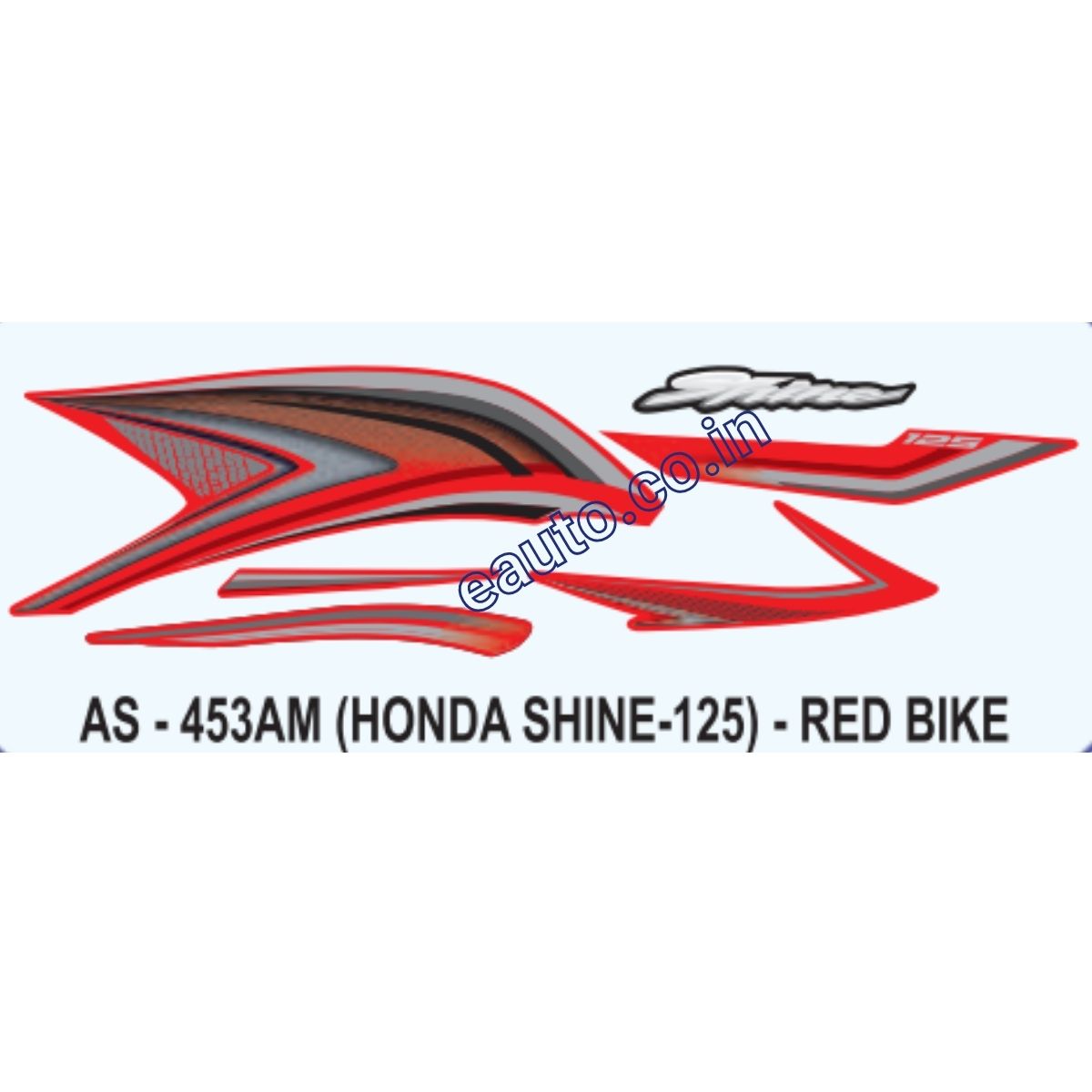 Graphics Sticker Set for Honda Shine 125 Red Vehicle Both Sides