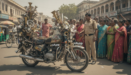 Modified Motorcycle with 500 Horns Seized by Haridwar Police During Kanwar Yatra