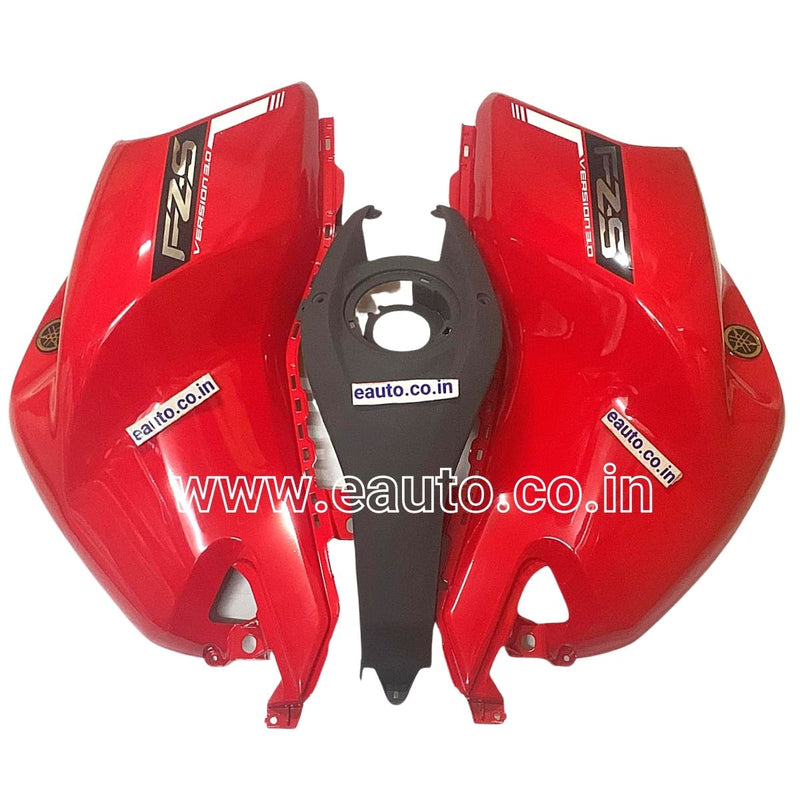 యమహా FZ-S V2.0 | కోసం గ్రాఫిక్‌లతో ట్యాంక్ కవర్ తెలుపు & ఎరుపు | 3 సెట్