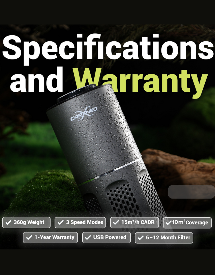 CarXNeo PureZen Air Purifier & Cleaner for Car, Travel, Office Desk | 1 Year Warranty | Lowers AQI & Removes Smoke, Dust