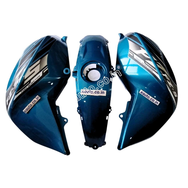 Tank Cover with Graphics for Yamaha FZ-S FI V2 | Cyan Blue | Set of 3