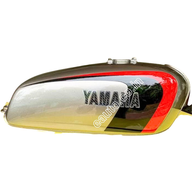 Ensons Petrol Tank for Yamaha RX100 | RX135 | RXG | Type 2 | Silver | Black & Red Sticker