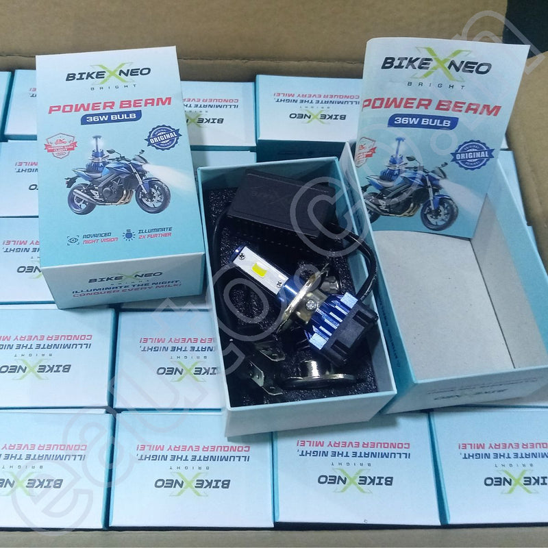 BikeXNeo Power Beam 36W Motorcycle LED Headlight Bulb – 1 Year Warranty | Ultra Bright Plug & Play | H4 Universal Fit