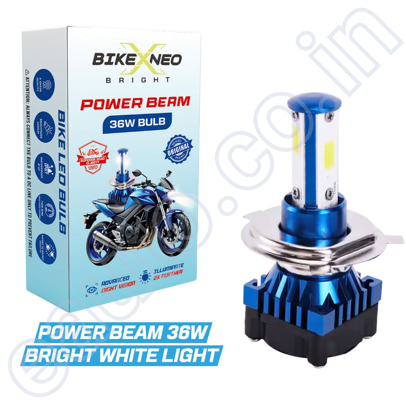BikeXNeo Power Beam 36W Motorcycle LED Headlight Bulb – 1 Year Warranty | Ultra Bright Plug & Play | H4 Universal Fit