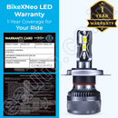BikeXNeo Power Beam Pro 48W Motorcycle LED Headlight Bulb – India’s Most Powerful | 1 Year Warranty | Universal H4 Fit