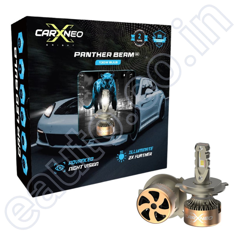 CarXNeo PantherBeam SE 130 Watt Powerful Car LED Bulb | Set of 2 | H19 | 6000K | 2 Years Warranty LED Bulb