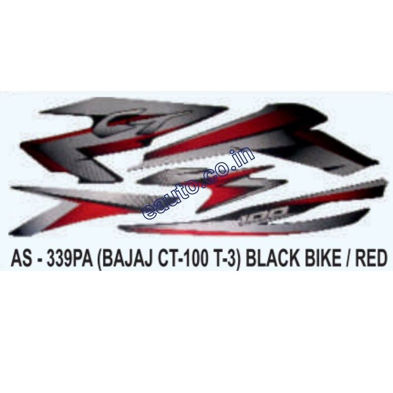 Graphics Sticker Set for Bajaj CT 100 | Type 3 | Black Vehicle | Red S