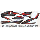 Graphics Sticker Set for Bajaj Discover 150 | H1 | Black Vehicle | Red Sticker