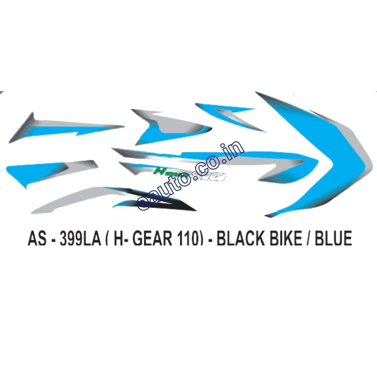 Graphics Sticker Set for Bajaj HGear 110 | Black Vehicle | Blue Sticke