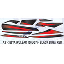 Graphics Sticker Set for Bajaj Pulsar 150 UG7 | Black Vehicle | Red Sticker