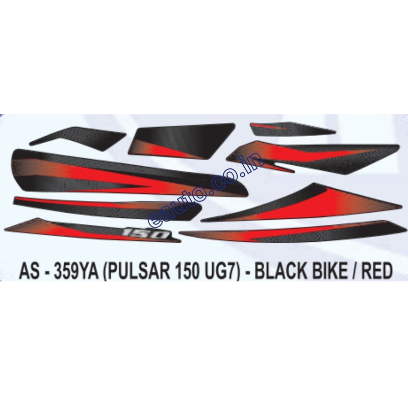 Graphics Sticker Set for Bajaj Pulsar 150 UG7 | Black Vehicle | Red Sticker
