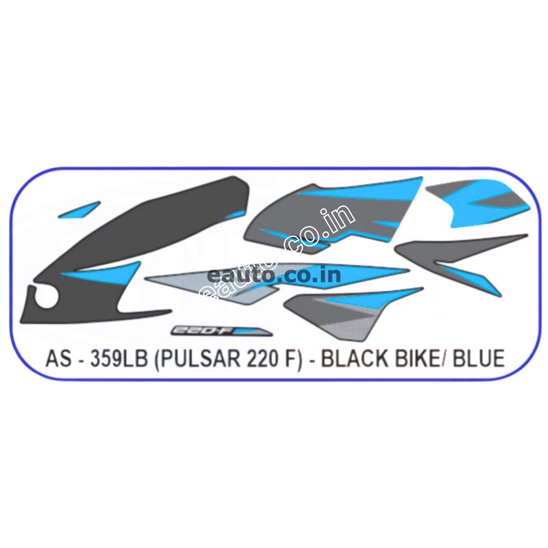 Bajaj Racing Sticker Graphics Sticker Set for Bajaj Pulsar 220 F | Black Vehicle | Blue Sti