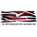 Graphics Sticker Set for Bajaj Pulsar 220 F UG7 | Black Vehicle | Red Sticker