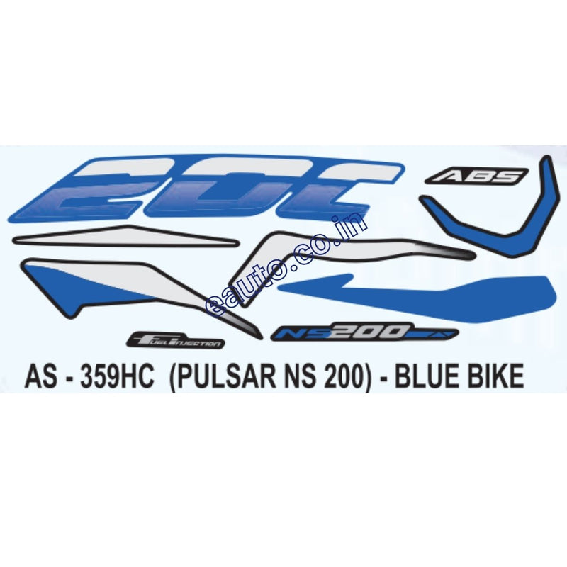 Graphics Sticker Set for Bajaj Pulsar NS 200 | ABS | Blue Vehicle