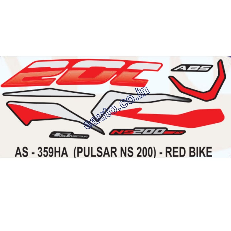 Graphics Sticker Set for Bajaj Pulsar NS 200 | ABS | Red Vehicle