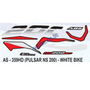 Graphics Sticker Set for Bajaj Pulsar NS 200 | ABS | White Vehicle
